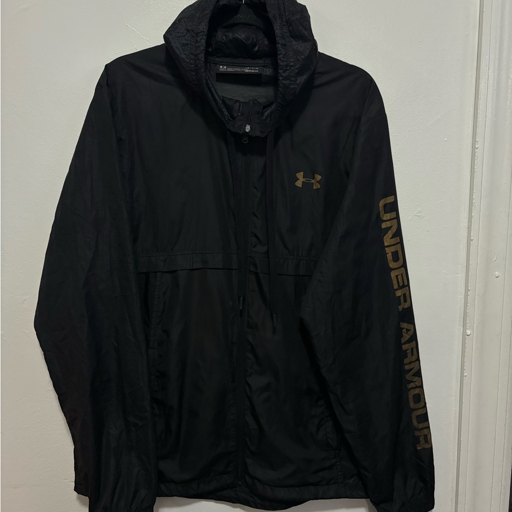 Under Armour Black Windbreaker Lightweight Athletic Jacket